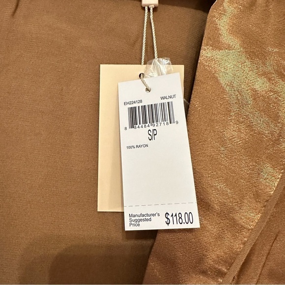 NWT Elie Tahari relaxed satin blazer jacket in walnut, size S - Picture 5 of 11